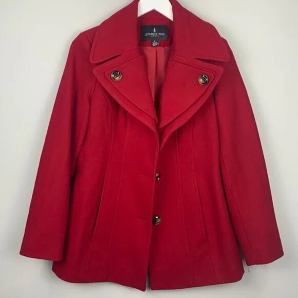 NWT! VINTAGE LONDON FOG Red Wool Peacoat Pea Coat Jacket - Picture 7 of 13